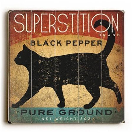 ONE BELLA CASA One Bella Casa 0004-8246-47 13 x 13 in. Superstition Black Pepper Cat Planked Wood Wall Decor by Ryan Fowler 0004-8246-47